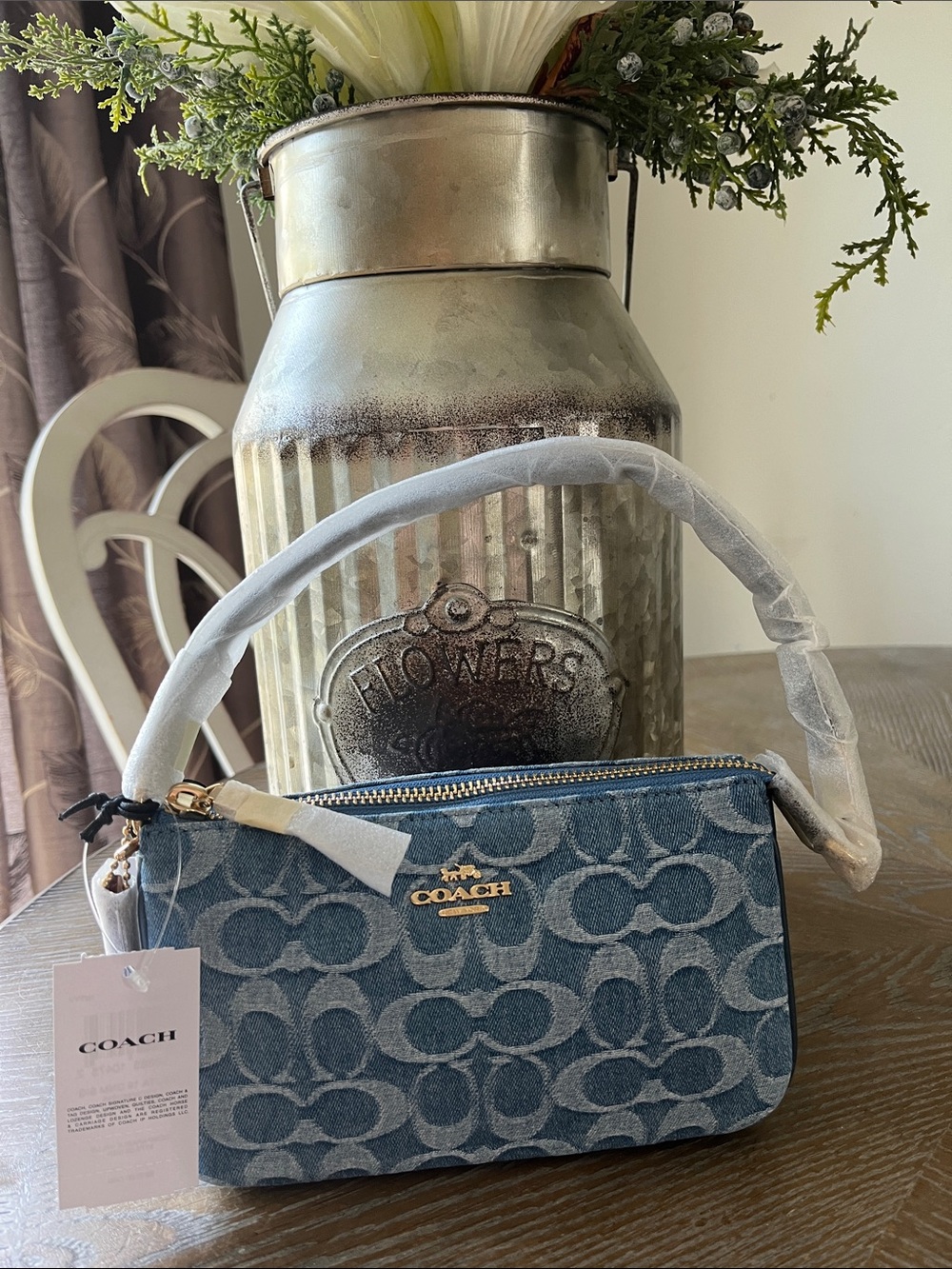 Coach NWT Nolita19 Denim Signature Jacquard Small Shoulder Bag - NBlue